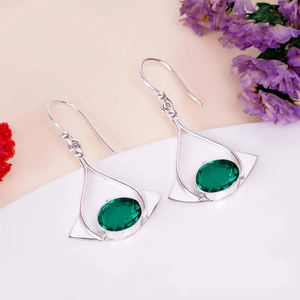 Factory Wholesale Green Emerald <b>Earrings</b> 925 Sterling Silver AAA Grade <b>Nickel</b>-<b>Free</b> Minimalist Romantic Party Jewelry Women - Product Image 2