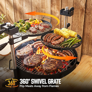 Barbecue argentin Santa Maria sur mesure OEM ODM en acier inoxydable avec grille relevable, robuste, pour charbon de bois et feu de bois, avec rôtissoire - Product Image 4