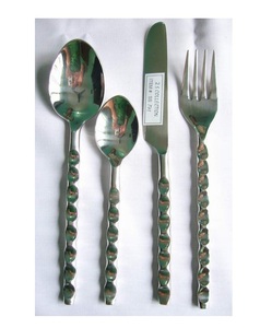 Juego de cubiertos y vajilla de metal moderno con logotipo personalizable Cubiertos ecológicos sostenibles únicos para bodas - Product Image 6