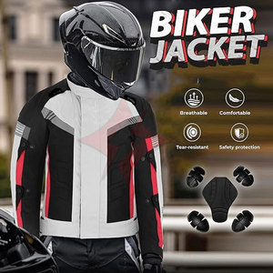 Blouson de moto Block Motor, veste zippée intégrale, vêtement d'extérieur, argent, unisexe, col montant, respirant, cuir, toutes saisons, automne, tendance, couleur - Product Image 2