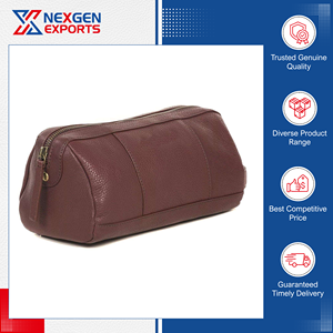 Nexgen Exports Trousse de toilette en cuir véritable avec fermeture éclair - Durable, luxueuse, écologique, multifonctionnelle, prix abordable - Product Image 3