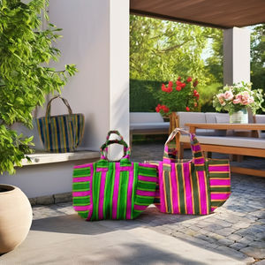 Bolsas de plástico hechas a mano para playa, color personalizado, Ágata moderna única, rayas tejidas, reutilizables, respetuosas con el medio ambiente, diseño personalizado - Product Image 2