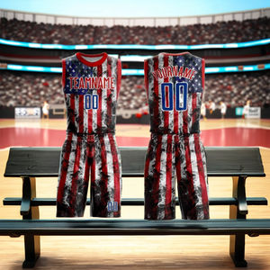 Ventes en gros d'uniformes de basket-ball américains classiques pour hommes, de haute qualité, 100% polyester, antibactériens, avec nom d'équipe personnalisé brodé - Product Image 3