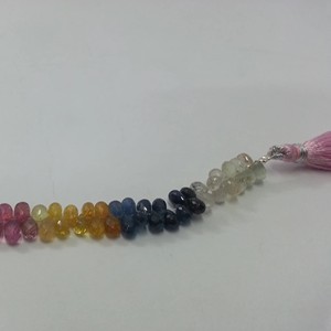 4mm Naturel Précieux Multi Saphir Gouttes À Facettes Briolette Perles De Pierres Précieuses Chaîne Pour La Fabrication De Bijoux En Ligne Usine 2025 - Product Image 3