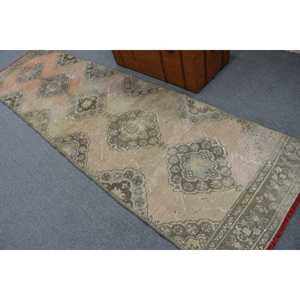 Turkish <b>Runner</b> <b>Rug</b> 3.1x11.1 ft Gray Wool Eco-Friendly <b>Rug</b> Vintage Patchwork Design with Latex Backing - Product Image 4