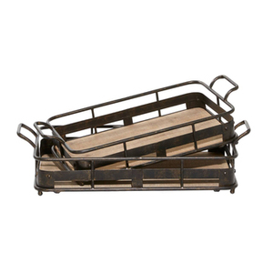 Metal and Wood <b>Food</b> Serving <b>Trays</b> Set of 2 Table Decoration Home Kitchenware Fast <b>Food</b> Serving <b>Trays</b> Stylish Durable Design - Product Image 1