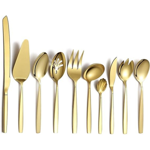 Top Couverts De Luxe Couverts En Métal Ensemble Grossistes Direct Usine En Acier Inoxydable Couverts Plaqué Or Pour Hôtel Restaurant - Product Image 1