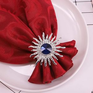 Antique & Gorgeous <b>Sunflower</b> Shaped Napkin <b>Ring</b> With Metal & Blue Crystal Napkin <b>Ring</b> for Parties Dinner & New Year - Product Image 1