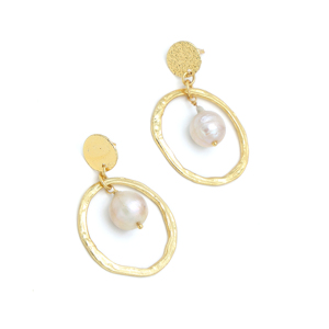 Pendientes de Perlas Dua, Aleación de Cobre y Latón, Hechos a Mano, Chapados en Oro de 18K, Joyería de Moda para Bodas para Mujer - Product Image 2