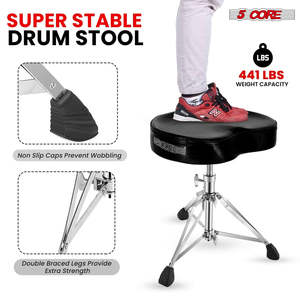 5 Core Drum Throne 4 <b>Padded</b> Guitar <b>Stool</b> Drummer Chair Adjustable Musician Seat - Product Image 5