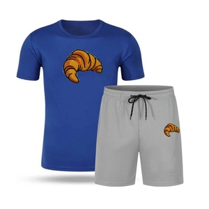 Conjunto de 2 piezas de ropa deportiva con LOGO personalizado para hombre, chándal de gimnasio, camiseta de retazos y pantalones cortos, venta al por mayor, verano 2022 - Product Image 4