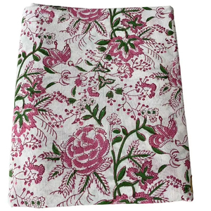 Women's Floral Block Print Voile Cotton Fabric Lightweight Loose Swing Dressmaking & Crafting Handmade Knitted Technics - Product Image 1