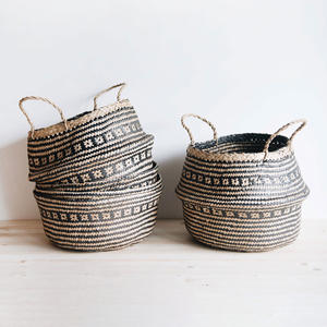 Panier de ventre d'herbe de mer pour organisateurs de salle de bain de chambre et paniers de stockage en jonc de mer naturel - Product Image 6