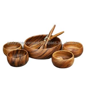 Offre spéciale Ensemble d'assiettes de service pour restaurants modernes Bols jetables en bois d'acacia durable pour les fêtes à usage commercial - Product Image 2