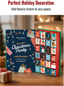 Wholesale 24 Drawer <b>Christmas</b> Advent Calendar <b>Box</b> Book Shape Green Rigid Cardboard Empty Mystery Blind <b>Box</b> for Surprise Gift - Product Image 4