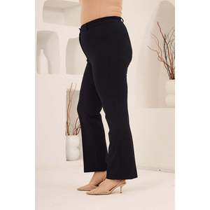 <b>Elastic</b> <b>Waist</b> Plus Size Gabardine Wide Leg <b>Trousers</b> Navy Blue - Product Image 2