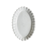 Plateau de service rectangulaire en argent de style antique en gros avec bordure ornée en relief et deux poignées pour hôtel et salle à manger à domicile