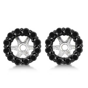 Pendientes de Botón de Moda con Diamantes Negros de Corte Redondo y Engaste de Oro Blanco de 14K, 0.35ct - Product Image 2