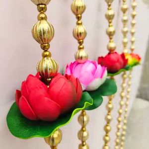Lotus Beaded String telón de fondo colgante boda decoración espuma Lotus colgante templo decoración Pongal Onam Decoración - Product Image 2