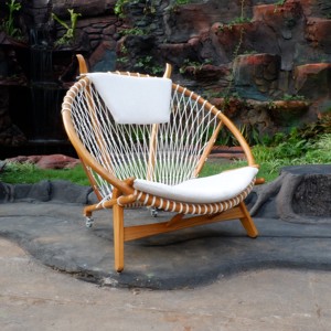 Modern Design Indoor and Outdoor Leisure <b>Lounge</b> <b>Chairs</b> Teak Solid Teak Wood with Woven Rope Seat Backrest for Hotel <b>Living</b> <b>Room</b>. - Product Image 1