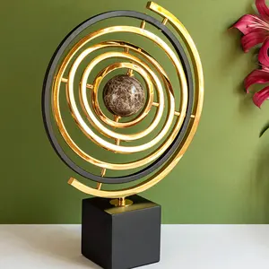 Escultura Circular de Metal moderna de lujo, decoración de mesa de alta calidad para el hogar y la Oficina para Navidad - Product Image 3