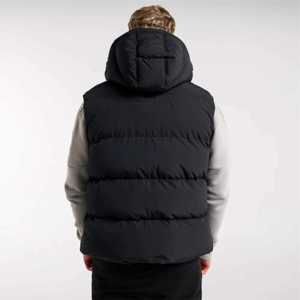 <b>Black</b> Heavyweight Gilet with Hood and Storm Flap Multiple Pockets for Ultimate Casual Outer Wear Stylish and Warm for Autumn - Product Image 3