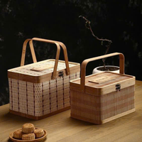 Panier-cadeau en bambou fait main du Vietnam avec couvercle, logo personnalisé, style européen/moderne, durable pour les cadeaux écologiques, emballage d'entreprise