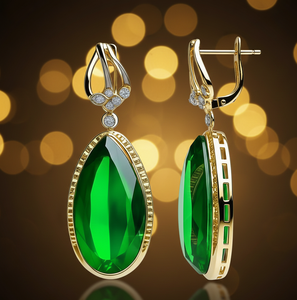 <b>Green</b> Hydro Pear with CZ Earrings 925 Sterling Silver 18K Gold Plated Drop Earrings for Women Wedding Fine Jewelry - Product Image 3