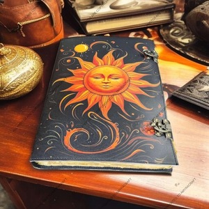 Diario de cuero de Grimoire grande de 400 páginas, regalos celestiales para él, libro de hechizos, libro de sombras, cuaderno de cuero celestial en blanco - Product Image 5