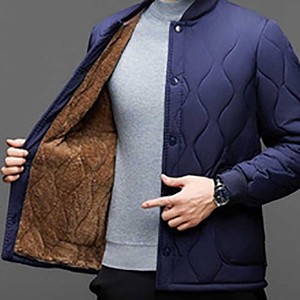 Chaqueta de lana de cordero holgada para hombre con diseño de logotipo personalizado OEM, forro pequeño de algodón para abuelo, ropa interior de invierno, chaqueta cálida de algodón para papá - Product Image 1