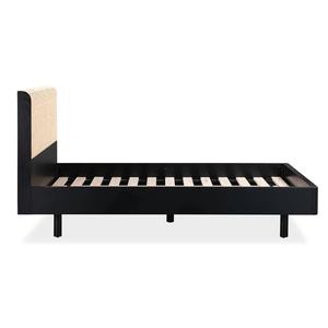 Modern Solid Teak Wood <b>Bed</b> <b>Frame</b> with Woven Rattan Headboard Eco-Friendly & Durable for Indoor Bedroom - Product Image 3