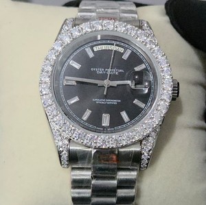 Reloj Mecánico Miyota de Lujo con Correa de Acero Inoxidable para Hombre y Mujer, con Diamantes Moissanite, Analógico, Automático, con Fecha - Product Image 1