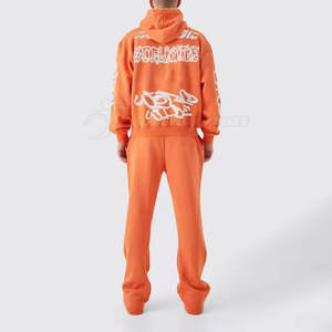 Ensembles de survêtements personnalisés sur mesure en coton 100% respirant avec capuche, couleur unie, pour l'hiver, vente en gros à prix abordable, impression en relief - Product Image 2