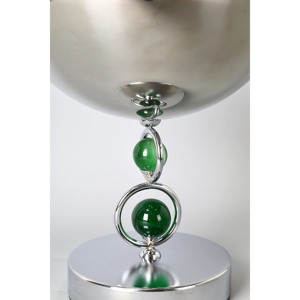 <b>Silver</b> Decorative <b>Bowl</b> with Green Beads Design Elegant Table Centerpiece for Home Kitchen Dining and Living Room Stylish Display - Product Image 3