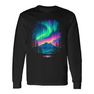 T-shirt promozionale a maniche lunghe con paesaggio scenico Aurora Boreale - Product Image 1