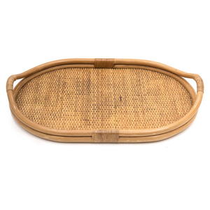 Hot New Custom Respectueux de l'environnement naturel décoratif ovale plateaux en rotin bois et bambou conception de plateau de service pour la salle à manger et la décoration de la maison - Product Image 3