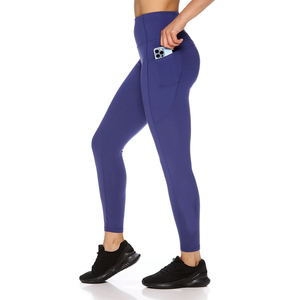 Pantalon de Yoga pour filles, couleur bleue, sans couture, pleine longueur, poche Mobile, Leggings de gymnastique pour adultes, meilleure qualité - Product Image 3