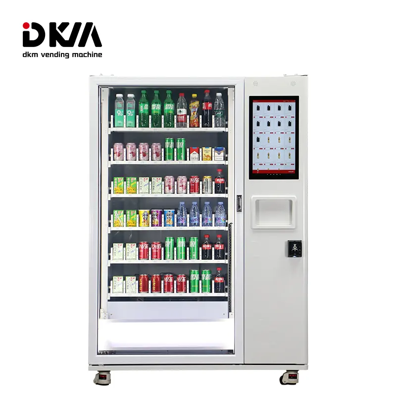 DKM layar sentuh pintar digital mesin penjual sabuk pengangkat sistem mesin penjual otomatis Kombo minuman makanan ringan portabel