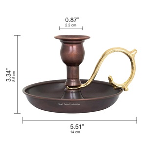 Bougeoir en métal élégant pour la maison et le mariage Décoration de table Support de bougie conique en cuivre fini antique - Product Image 3