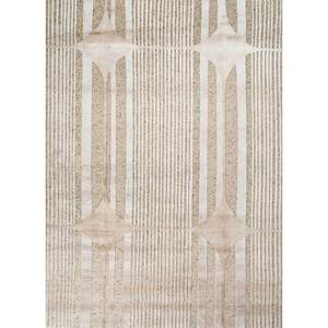 Alfombra Azalea Ivory de Lana y Seda de Bambú Anudada a Mano con Patrón Geométrico Abstracto para el Hogar, Pasillo o Suelo, Grosor de 10 mm - Modelo Aiwb-4010 - Product Image 1