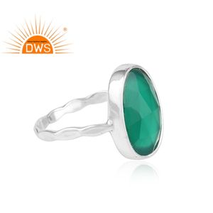 เครื่องประดับแหวนพลอยโอนิกซ์สีเขียวธรรมชาติสีเงิน925ชั้นดีดีไซน์ใหม่สำหรับเป็นของขวัญสำหรับผู้หญิง - Product Image 3