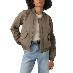 Chaqueta de bombardero de mujer con cremallera completa de color sólido Chaqueta de bombardero ligera de calidad premium para mujer - Product Image 2