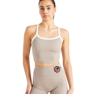 Chemises de gymnastique personnalisables pour femmes 90% Polyester 10% Spandex respirant athlétique Compression débardeur avant Logo Yoga Sport chemise - Product Image 3