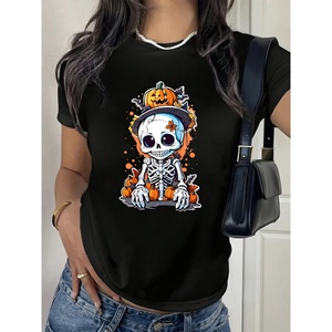 T-shirt de loisirs pour femme pour printemps/été Top imprimé standard unicolore fabriqué en Chine - Product Image 1