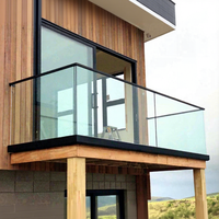 Système de balustrade en verre avec éclairage LED en profilé en U en aluminium, balustrade sans cadre, montage au sol en extérieur, main courante de balcon, escalier, moderne