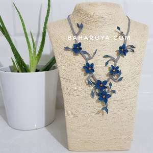 İğne oyasıecrin kolye เบนซิน mavisi (Gri bant) สร้อยคอพร้อมริบบิ้นสีเทา - Product Image 1