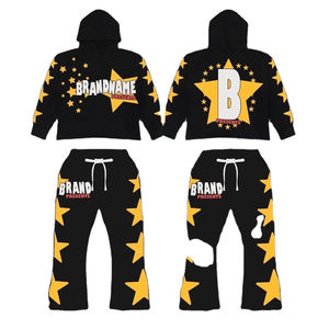 Camiseta de manga corta de cuero con cremallera y pantalones acampanados apilados de Pu para hombre con bordado de serigrafía y logotipo personalizado, conjunto de chándal para hombre - Product Image 4