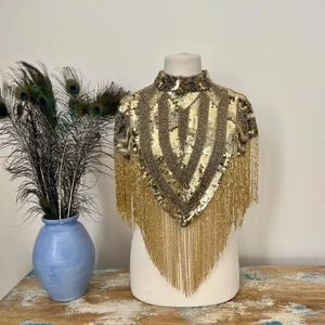 เดรสทรงโค้งสง่างามผ้าซาตินปักเลื่อมติดลูกปัดรูปทรงไม่สมมาตรเป็นมิตรกับสิ่งแวดล้อมคอวีผ้าขนสัตว์แคชเมียร์ซักได้ตามเทศกาล - Product Image 1