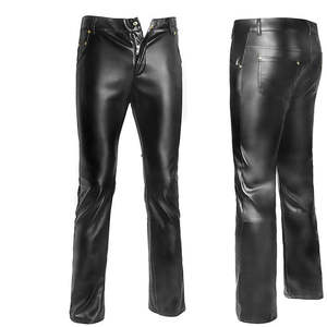 Pantalon d'hiver pour homme en cuir de vachette de haute qualité, coupe slim, style streetwear, couleurs et logo personnalisables - Product Image 3