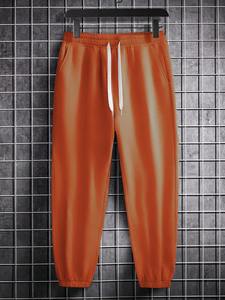 Men's Casual Loose Cotton Fleece Sweatpants Fully Customizable with Solid Drawstring Waist <b>Pleated</b> Front Winter Trousers - Product Image 4